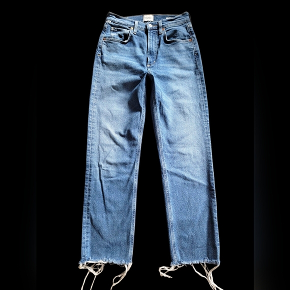 Citizens of Humanity Daphne Crop Jeans High Rise Straight Leg Raw Hem Size 25 - Picture 1 of 12